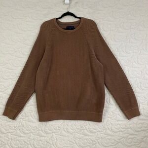Denver Hayes Sweater Brown Ribbed Knit Cotton Crewneck Mens 2XL Raglan Sleeve